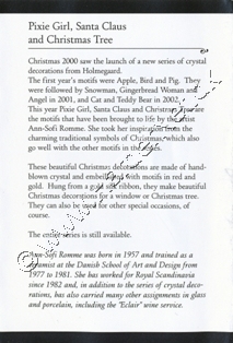 Pamflet "Golden Christmas Glasornamenter", 2003