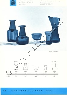 Kastrup Glasværk katalog marts, 1962